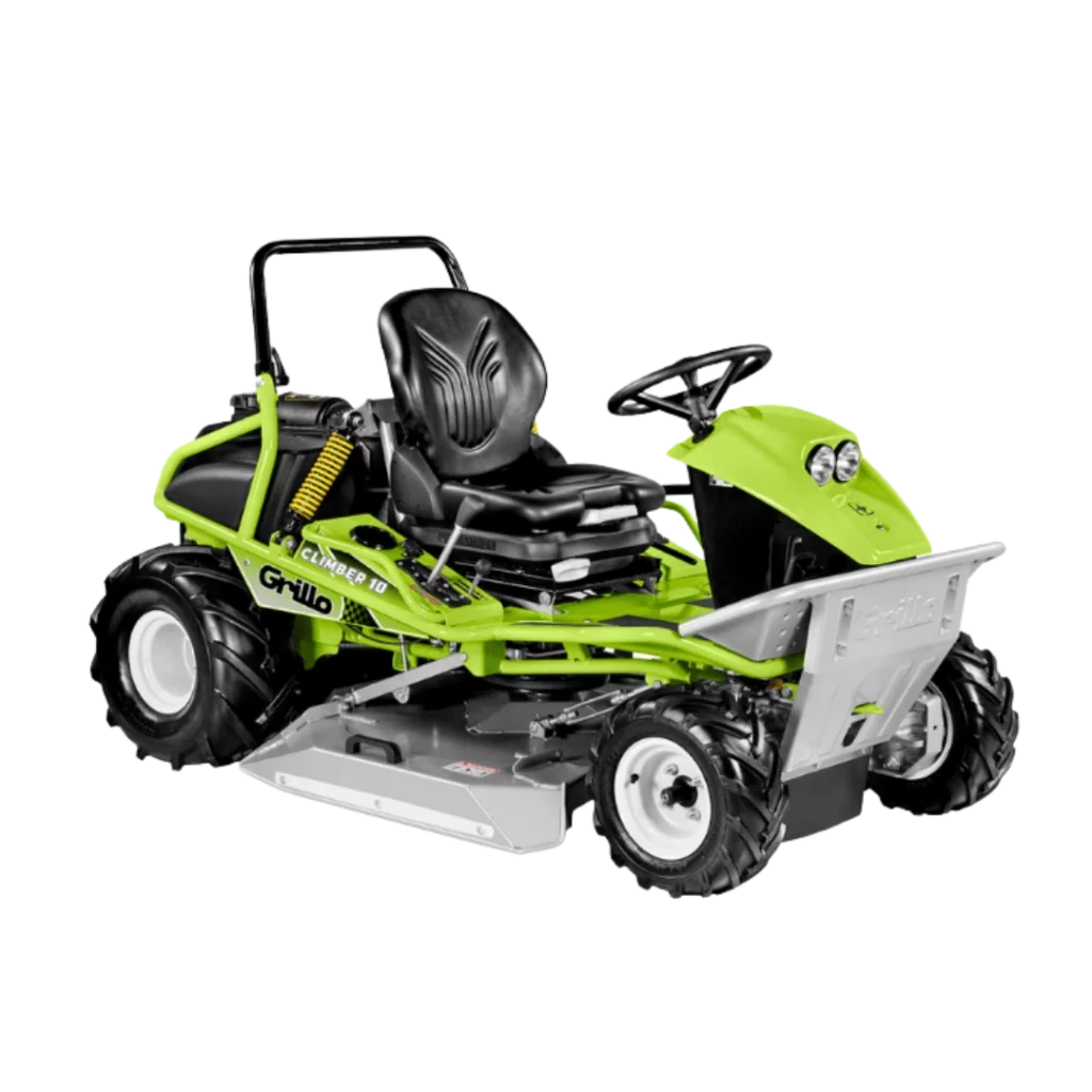 Débroussailleuse autoportée Grillo CLIMBER 10.27 pour terrains accidentés et végétation dense, disponible chez Défi-Mat Jardin.