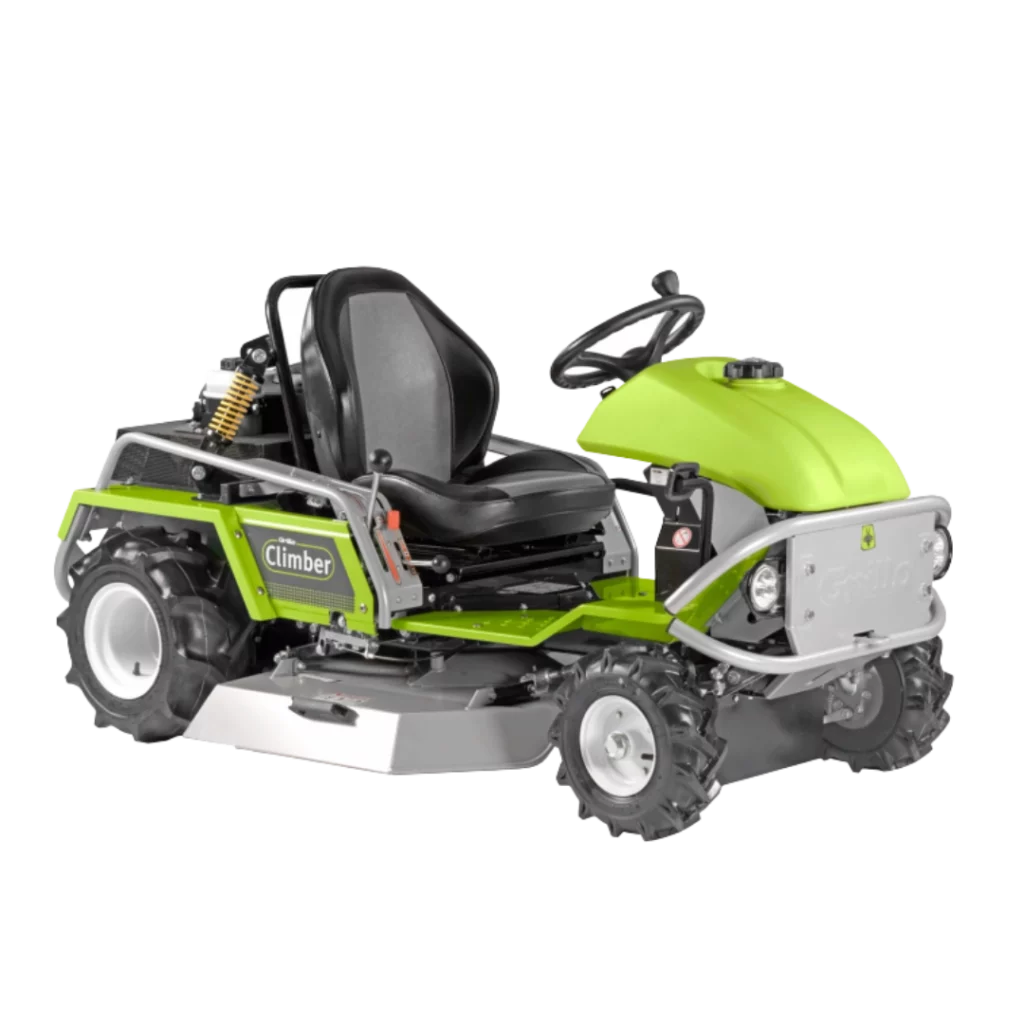 Débroussailleuse autoportée Grillo CLIMBER 9.22 S pour fortes pentes et hautes herbes, disponible chez Défi-Mat Jardin.