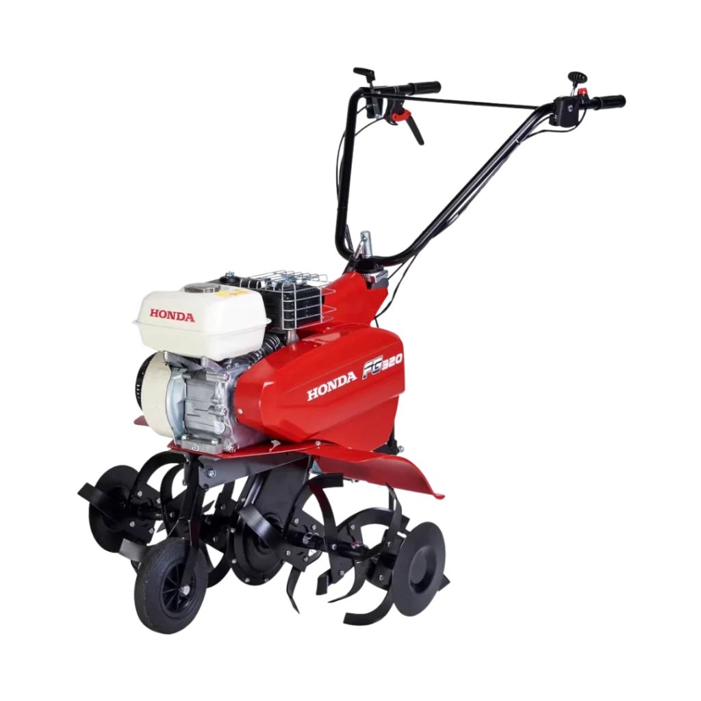 Motoculteur Honda FG320 avec transmission mécanique, disponible chez Défi-Mat Jardin.