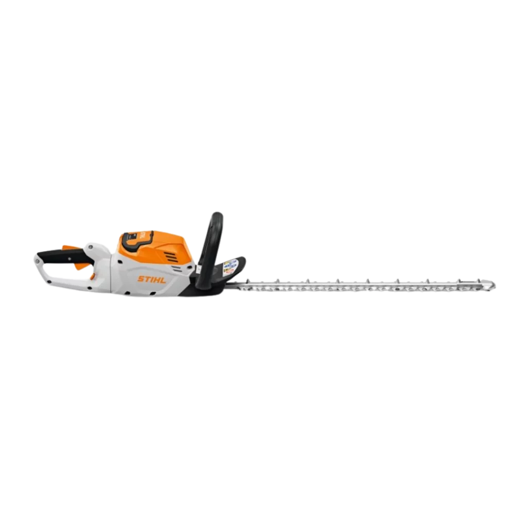 Taille-haies à batterie STIHL HSA 60 avec moteur EC et poignée orientable, disponible chez Défi-Mat Jardin.