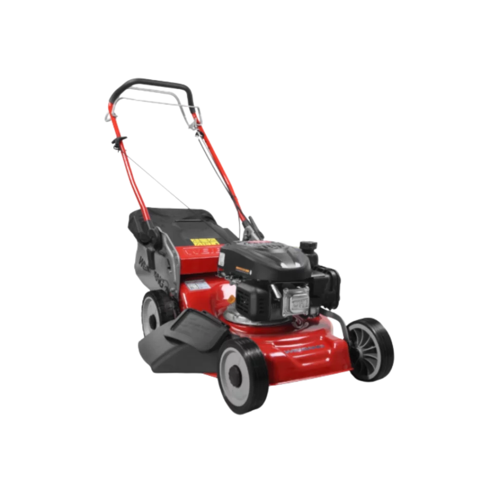 Tondeuse thermique Weibang WB455SLC avec carter acier et fonction mulching, disponible chez Défi-Mat Jardin.