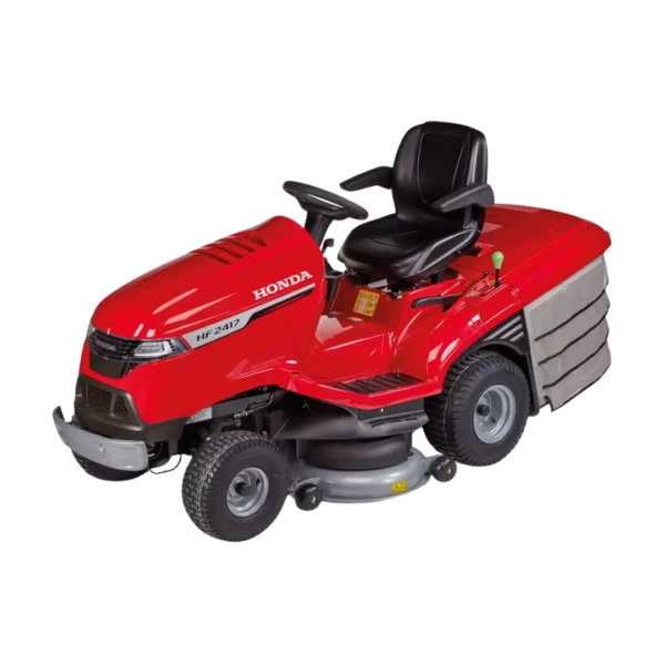 Tondeuse autoportée Honda HF2417HME avec ramassage intégré, disponible chez Défi-Mat Jardin.
