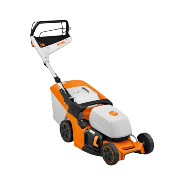 Tondeuse à batterie STIHL RMA 443 avec largeur de coupe de 41 cm, disponible chez Défi-Mat Jardin.
