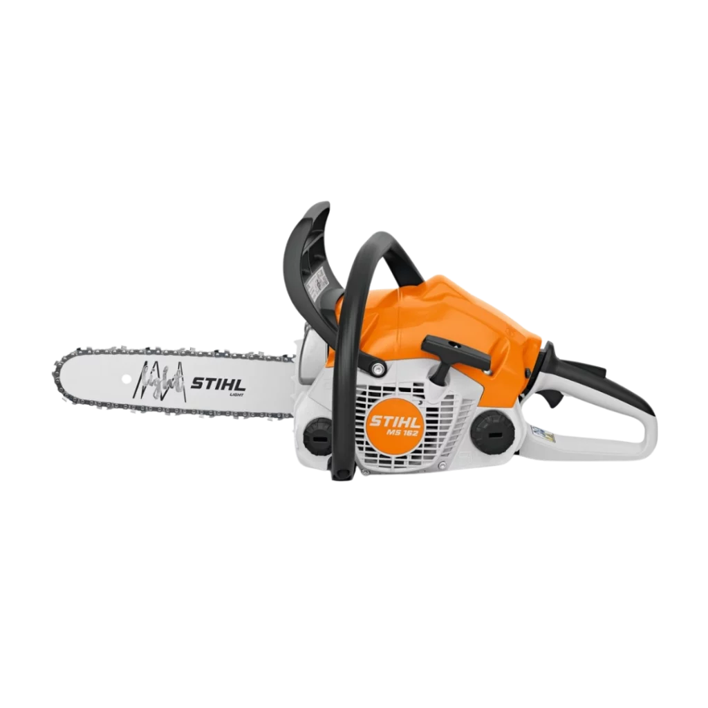 Tronçonneuse thermique STIHL MS 162 pour la coupe de bois de chauffage, disponible chez Défi-Mat Jardin.