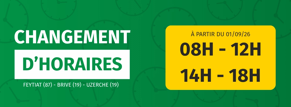 Changement horaire Défi-Mat Jardin Brive Feytiat & Uzerche votre spécialiste en matériels de motoculture