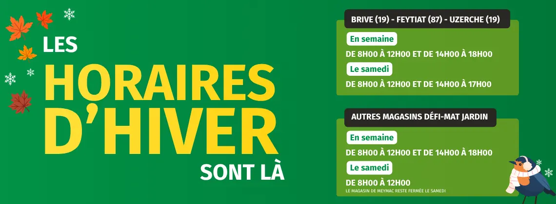 changement d'horaires Défi-Mat Jardin